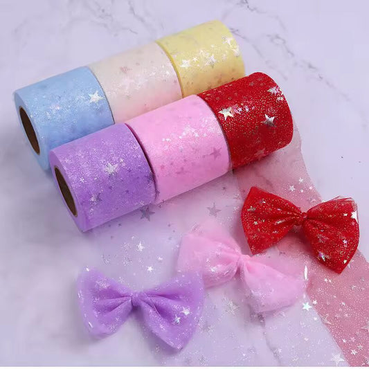 60mm(5yards/lot) Illusory Rainbow Sequin Chiffon Organza Ribbon DIY Handmade Materials Wedding Party Gift Wrap Supplies