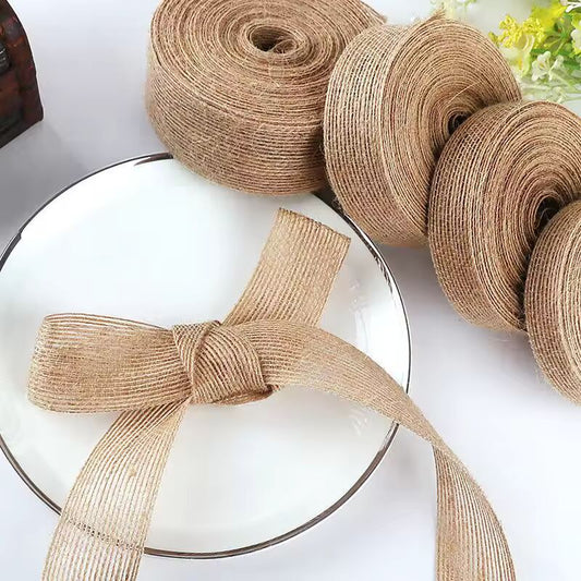 5M 6mm-50mm Natural Jute Ribbon Bow Crafts DIY Vintage Jute Burlap Fabric Gift Wrap Sewing Party Wedding Christmas Decortion